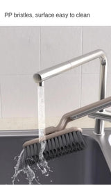 3 Pcs White Multi-Function Rotating Gap Cleaning Brush, 2-in-1 Hard Bristle Brush for Bathroom Tiles and Grout Lines - Low Angle