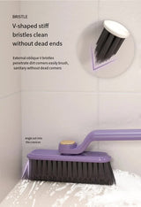 3 Pcs Purple Multi-Function Rotating Gap Cleaning Brush, 2-in-1 Hard Bristle Brush for Bathroom Tiles and Grout Lines - Rear View