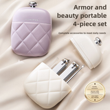 2 Pcs Apricot Portable Nail Care Kit - Compact Manicure Set with Nail Clippers, Tweezers, and Nail File - Stylish Storage Case - 45-Degree Angle