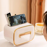 Blue PET Luxury Tissue Box ??Multifunctional Desktop Paper Towel Organizer for Home and Living Room