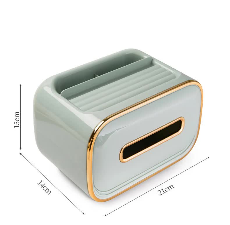 Blue PET Luxury Tissue Box ??Multifunctional Desktop Paper Towel Organizer for Home and Living Room