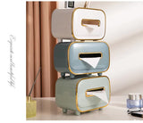 Blue PET Luxury Tissue Box ??Multifunctional Desktop Paper Towel Organizer for Home and Living Room