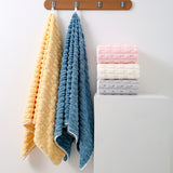 Pink Thickened Coral Fleece Towel Set, Large Bath Towel & Face Towel Combo, Soft & Absorbent Towels for Home Use - Side View