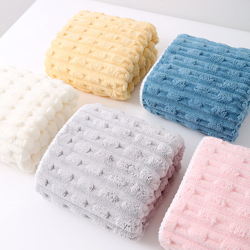 Beige Thickened Coral Fleece Towel Set, Large Bath Towel & Face Towel Combo, Soft & Absorbent Towels for Home Use