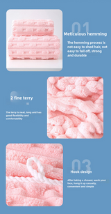 Off White Thickened Coral Fleece Towel Set, Large Bath Towel & Face Towel Combo, Soft & Absorbent Towels for Home Use - 45-Degree Angle