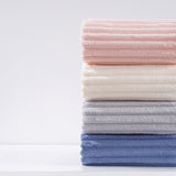 White Soft Candy Stripe Coral Fleece Bath Towel and Washcloth Set, Ultra Absorbent, Skin-Friendly