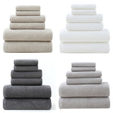 White Premium Cotton Towel Set - 6 Pieces, Soft & Absorbent Bath Towels for Adults - Front View