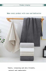 Gray and White Premium Cotton Towel Set - 6 Pieces, Soft & Absorbent Bath Towels for Adults - Top-Down View