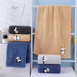 2 Pcs Grey Panda Print Soft Cotton Hand Towel, Super Absorbent Mini Towels, 34x75cm - Front View