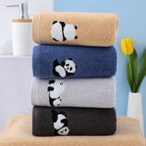 2 Pcs Grey Panda Print Soft Cotton Hand Towel, Super Absorbent Mini Towels, 34x75cm - 45-Degree Angle