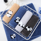 2 Pcs Blue Panda Print Soft Cotton Hand Towel, Super Absorbent Mini Towels, 34x75cm - Top-Down View