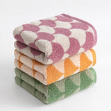 Green Thickened and Enlarged Cotton Hand Towels - 3 Pack (34x74cm) - Soft and Absorbent Bath Towels for Adults - Side View