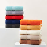 Bright Orange Premium Thick Cotton Bath Towel for Adults - Soft and Absorbent Bathroom Towel - Side View