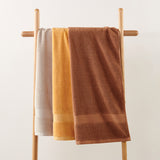 Bright Orange Premium Thick Cotton Bath Towel for Adults - Soft and Absorbent Bathroom Towel - Top-Down View