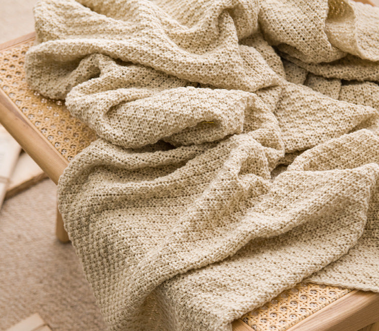 White 110cm x 150cm Soft Tassel Throw Blanket for Sofa or Bed, Cozy Casual Blanket for Office Nap, Minimalist Bed End Cover