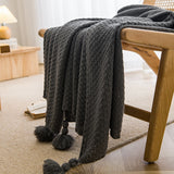 Dark Grey 110cm x 150cm Soft Tassel Throw Blanket for Sofa or Bed, Cozy Casual Blanket for Office Nap, Minimalist Bed End Cover
