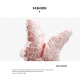 Pink 30cm Butterfly Shaped Throw Pillow - Soft Decorative Cushion with Embroidered Butterfly Design - Side View