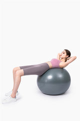 Size XL Titanium Grey Seamless High-Waisted Yoga Shorts for Women - Tummy Control & Butt Lifting Fitness Shorts - Front View