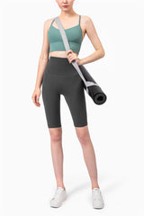 Size XL Titanium Grey Seamless High-Waisted Yoga Shorts for Women - Tummy Control & Butt Lifting Fitness Shorts - Side View