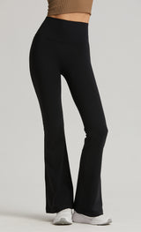 White High-Waisted Lycra Yoga Bell-Bottom Pants for Women - Tummy Control & Butt Lifting - Low Angle