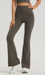 Dark Blue High-Waisted Lycra Yoga Bell-Bottom Pants for Women - Tummy Control & Butt Lifting - Side View
