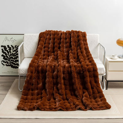 Dark Brown 70*100cm Plush Toscana Throw Blanket - Soft Flannel Fleece for All Seasons, Perfect for Couch & Bed