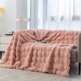 Pink 100*160cm Plush Toscana Throw Blanket - Soft Flannel Fleece for All Seasons, Perfect for Couch & Bed
