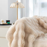 Coffee 100*160cm Plush Toscana Throw Blanket - Soft Flannel Fleece for All Seasons, Perfect for Couch & Bed - Front View