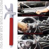 Black Multifunctional Car Steering Wheel Lock - Adjustable and Telescopic Anti-theft & Window Breaker Safety Tool - Front View