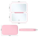White MR2326C Portable LED Illuminated Makeup Mirror - Foldable Lighted Vanity Mirror with 800mAh Battery - 45-Degree Angle