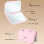 Green MR2326C Portable LED Illuminated Makeup Mirror - Foldable Lighted Vanity Mirror with 802mAh Battery