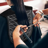 Blue Striped Silicone Hairdressing Cape - Extended Oversized Shoulder Pad for Hair Dyeing and Perming - Front View