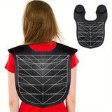 Blue Striped Silicone Hairdressing Cape - Extended Oversized Shoulder Pad for Hair Dyeing and Perming - Side View