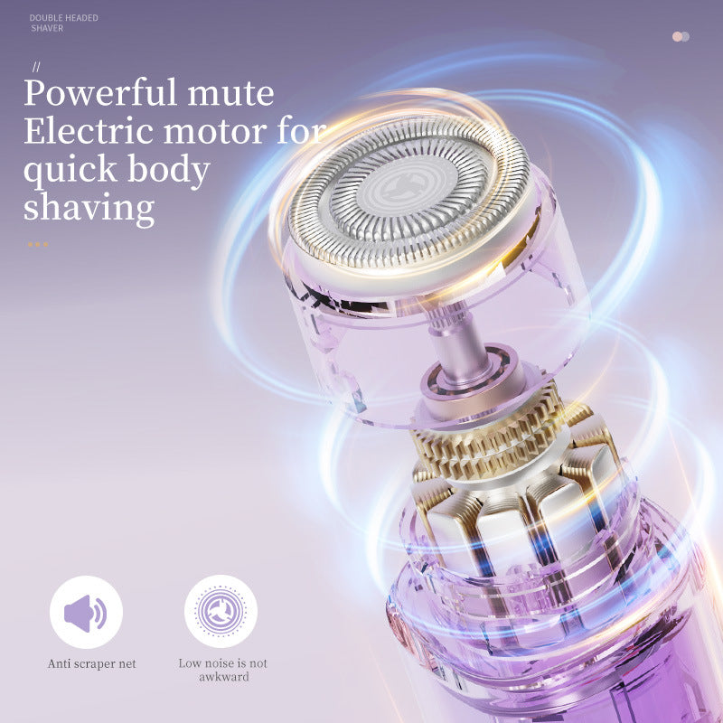 Pink Double-Headed Hair Removal Trimmer - Precision Shaving & Shortening with Type-C Charging