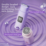 Beige Double-Headed Hair Removal Trimmer - Precision Shaving & Shortening with Type-C Charging - Front View