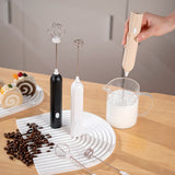 White Electric Milk Frother Handheld - USB Rechargeable Milk Foamer with 2 Whisks - Perfect for Coffee, Lattes, Cappuccinos & More - Front View
