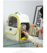 Blue Pet Carrier Backpack - Space Capsule Design for Cats & Small Dogs - Close-Up Angle