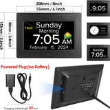 White Crystal Clear 7-Inch Digital Day Clock with Auto Dimming & Voice Assist - Perfect for Seniors - Front View