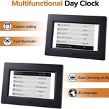 White Crystal Clear 7-Inch Digital Day Clock with Auto Dimming & Voice Assist - Perfect for Seniors - Top-Down View