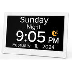 White 10.1-Inch Digital Clock with Medication Reminders & Multi-Function Alarm - Ideal for Elderly Care