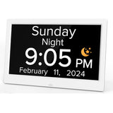 White 10.1-Inch Digital Clock with Medication Reminders & Multi-Function Alarm - Ideal for Elderly Care