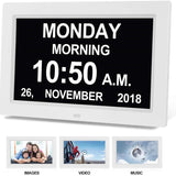Black 10.1-Inch Digital Clock with Medication Reminders & Multi-Function Alarm - Ideal for Elderly Care - Front View
