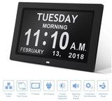 Black 10.1-Inch Digital Clock with Medication Reminders & Multi-Function Alarm - Ideal for Elderly Care - 45-Degree Angle