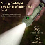 2 PCS Khaki Portable Outdoor Camping Light with 6 Modes & Keychain Hook - Multi-Source Mini Flashlight, IPX4 Waterproof - 45-Degree Angle