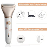 2-in-1 Women's Hair Removal Device - Electric Shaver & Facial Epilator, USB Rechargeable, Waterproof - Top-Down View