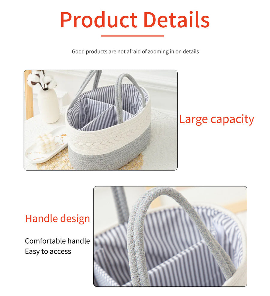 White Stylish Cotton Rope Basket for Clothing & Toys - Woven Storage Organizer, 38x23x18cm, image 4