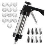 Complete Cookie Press Maker Kit Set - 13 Cookie Tools & 8 Icing Tips for Perfect Baking - Top-Down View