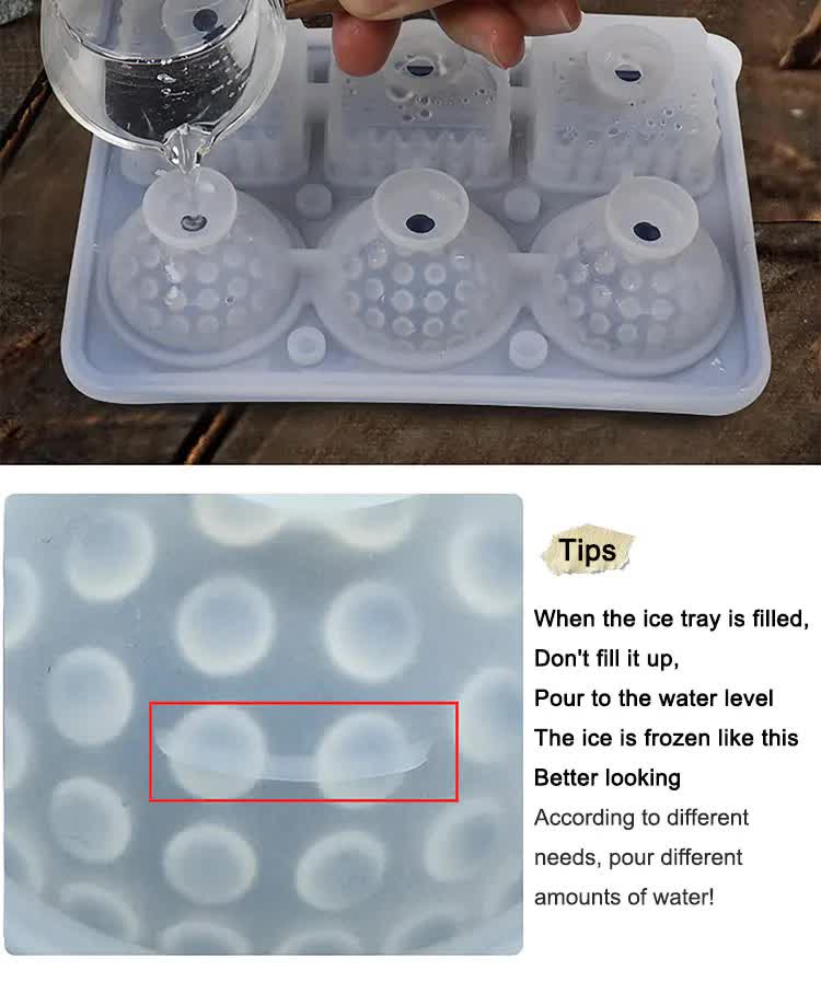 2 PCS Sphere & Square Ice Cube Tray (Gray) - Novelty Silicone Ice Maker for Whiskey Cocktails