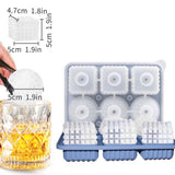 2 PCS Sphere & Square Ice Cube Tray (Pink) - Novelty Silicone Ice Maker for Whiskey Cocktails - Side View