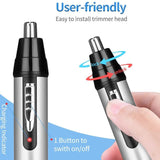 4-in-1 Electric Nose & Ear Hair Trimmer Set - USB Rechargeable Grooming Kit - Front View